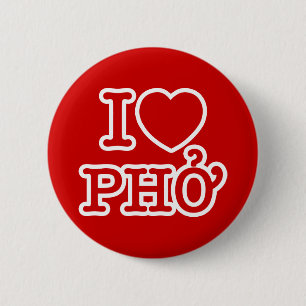 I Heart (Love) Pho 6 Cm Round Badge
