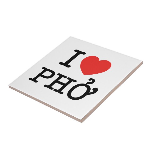 I Heart (Love) Pho Ceramic Tile (Side)