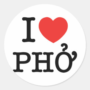 I Heart (Love) Pho Classic Round Sticker