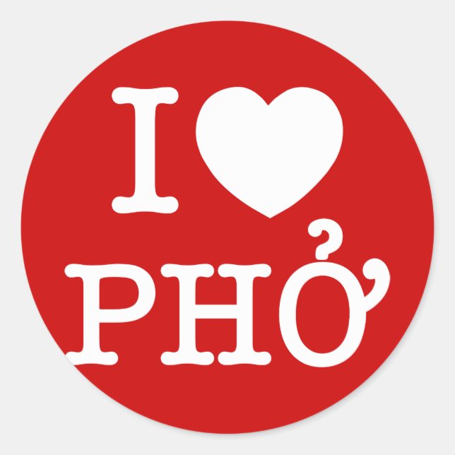 I Heart (Love) Pho Classic Round Sticker (Front)