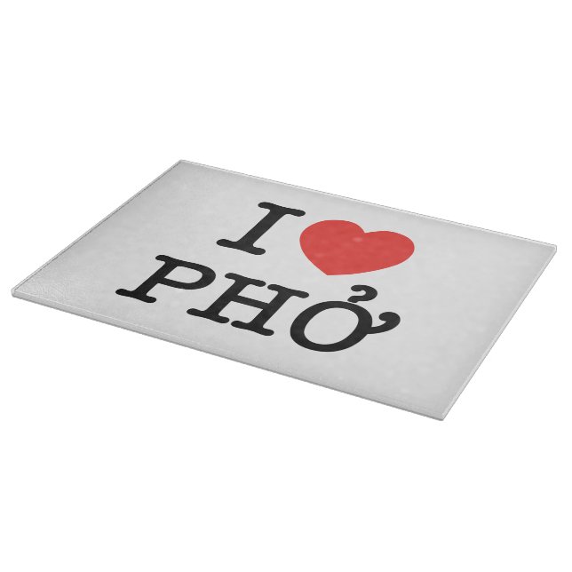 I Heart (Love) Pho Cutting Board (Corner)