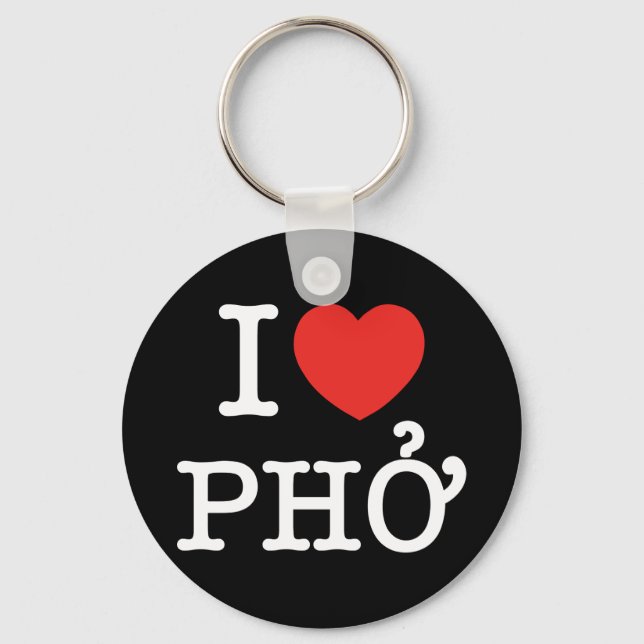 I Heart (Love) Pho Key Ring (Front)