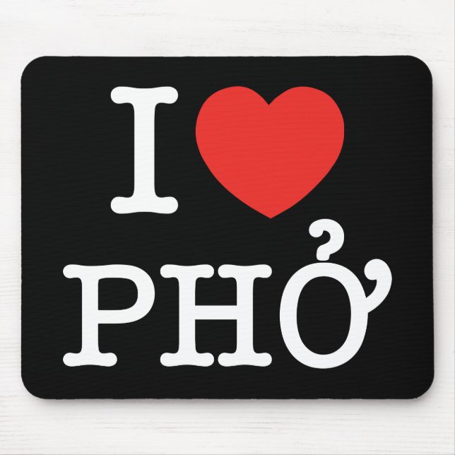 I Heart (Love) Pho Mouse Pad (Front)