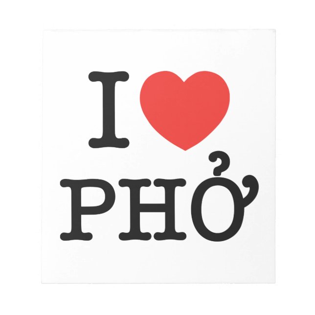 I Heart (Love) Pho Notepad (Front)
