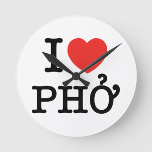 I Heart (Love) Pho Round Clock