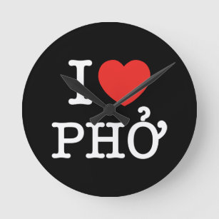 I Heart (Love) Pho Round Clock