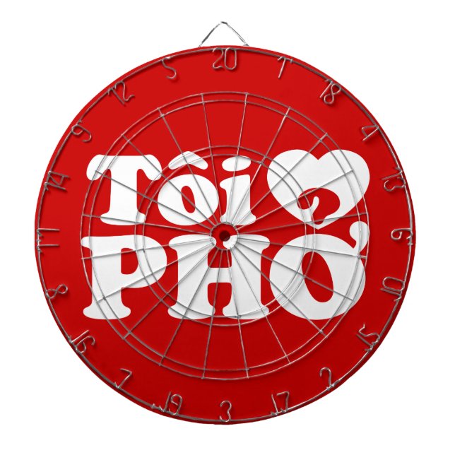 I Heart (Love) Pho (Tôi ❤ PHỞ) Vietnamese Language Dartboard (Front)