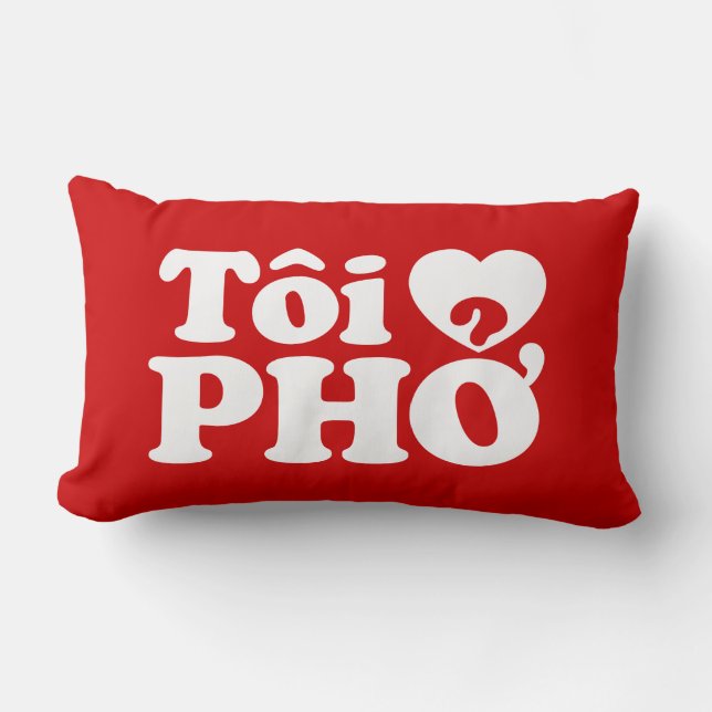 I Heart (Love) Pho (Tôi ❤ PHỞ) Vietnamese Language Lumbar Cushion (Front)