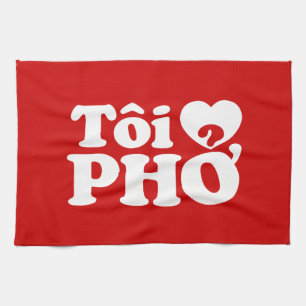 I Heart (Love) Pho (Tôi ❤ PHỞ) Vietnamese Language Tea Towel