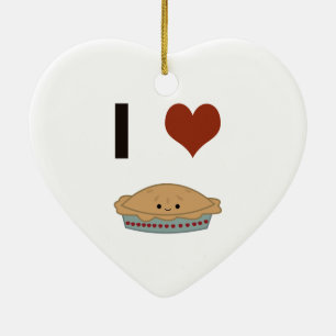 I heart (love) Pie Ceramic Tree Decoration