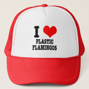 I HEART (LOVE) plastic flamingos Trucker Hat