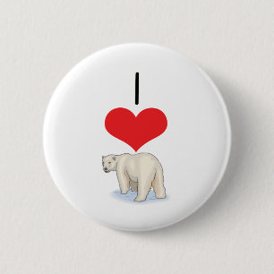 I Heart (Love) Polar Bears 6 Cm Round Badge