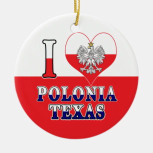 I Heart Love Polonia Texas Ceramic Ornament