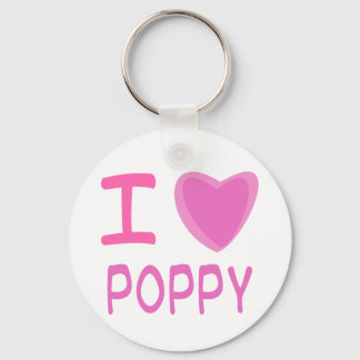 I Heart (Love) poppy Key Ring