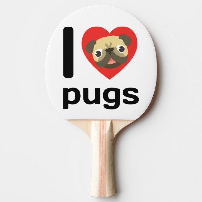 I heart (love) pugs ping pong paddle (Front)
