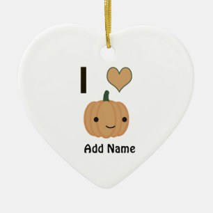 I heart (love) pumpkin ceramic ornament