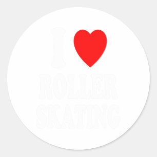 I Heart (love) Roller Skating Der  Classic Round Sticker