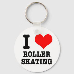 I HEART (LOVE) ROLLER SKATING KEY RING