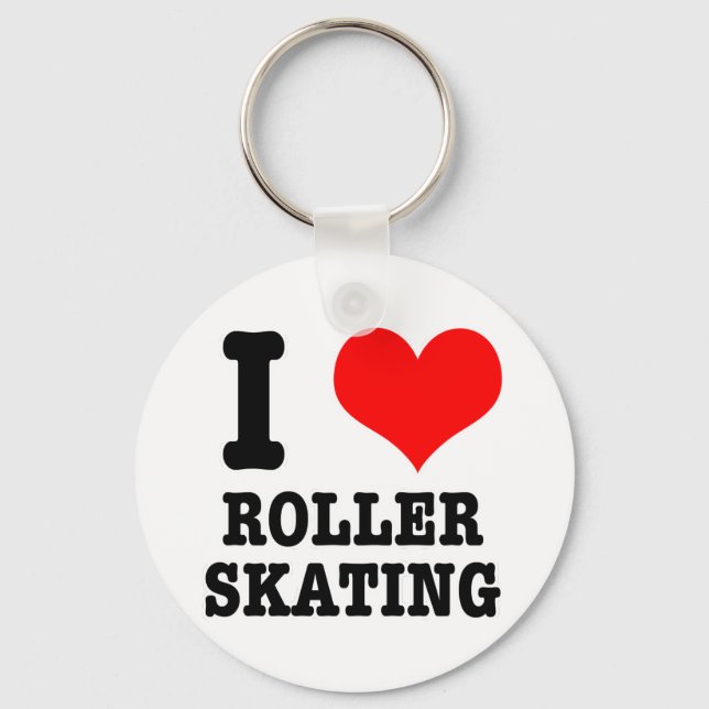 I HEART (LOVE) ROLLER SKATING KEY RING (Front)