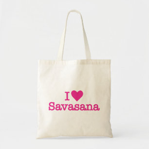 I heart love savasana yoga meditation tote bag