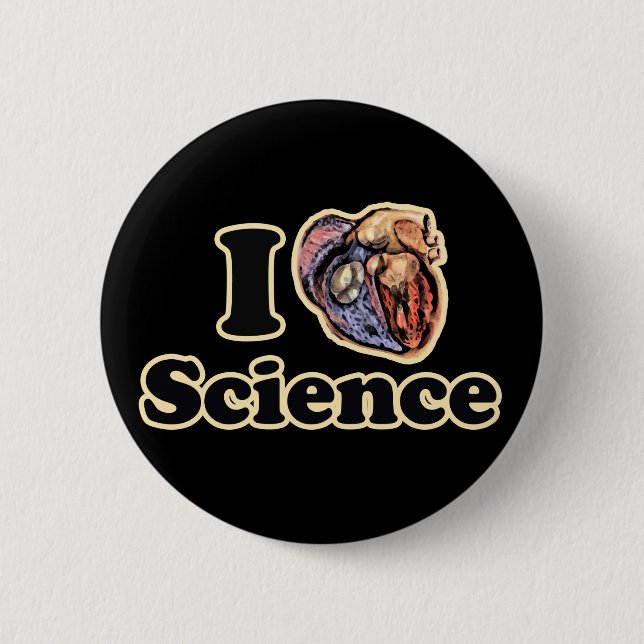 I Heart Love Science Anatomically Correct 6 Cm Round Badge (Front)