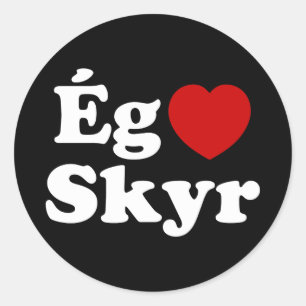 I Heart (Love) Skyr [Ég Elska Skyr] Icelandic Classic Round Sticker