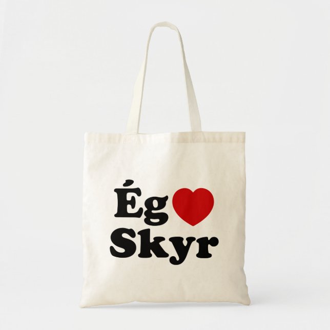 I Heart (Love) Skyr [Ég Elska Skyr] Icelandic Tote Bag (Front)
