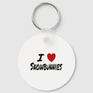 I Heart (love) Snowbunnies Skiing Snowboarding Att Key Ring