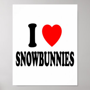 I Heart (love) Snowbunnies Skiing Snowboarding Att Poster