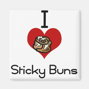 I heart-love sticky buns magnet