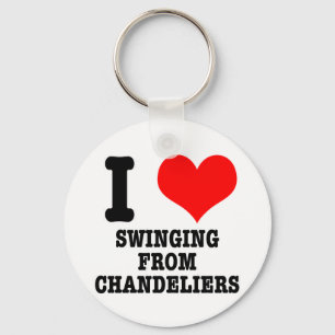 I HEART (LOVE) SWINGING FROM CHANDELIERS KEY RING