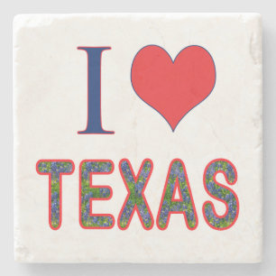 I (Heart) Love Texas Bluebonnet Stone Coaster