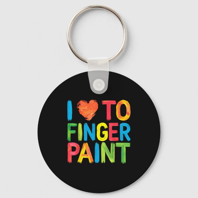 I Heart Love To Finger Paint Cute Couple Valentine Key Ring (Front)