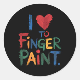 I Heart Love To Finger Paint I'm Paint Cute Couple Classic Round Sticker