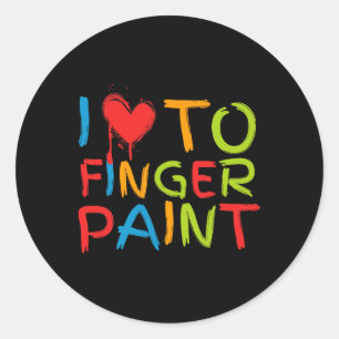 I Heart Love To Finger Paint I'm Paint Cute Couple Classic Round Sticker