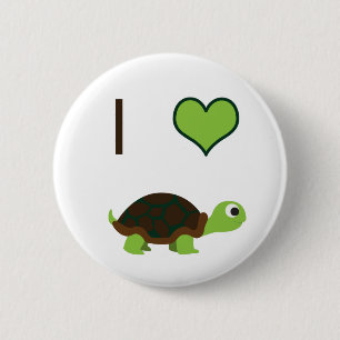 I heart (love) Turtles 6 Cm Round Badge