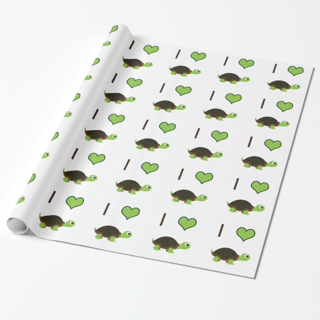 I heart (love) Turtles Wrapping Paper (Unrolled)