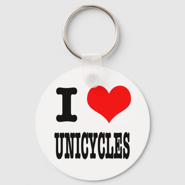I HEART (LOVE) UNICYCLES KEY RING (Front)