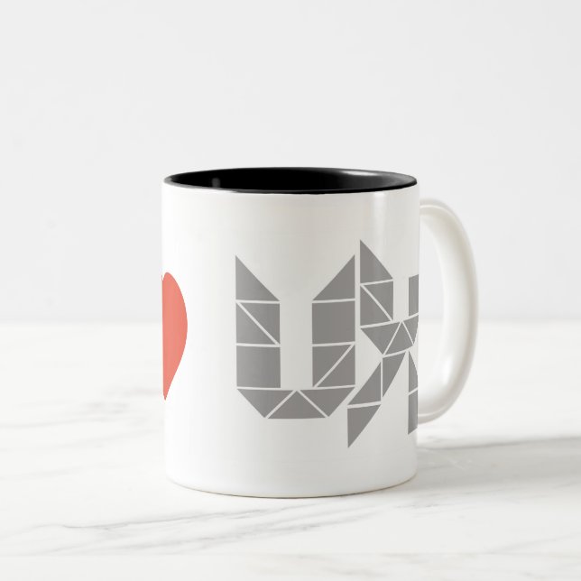 I Heart (Love) UX Two-Tone Coffee Mug (Front Right)