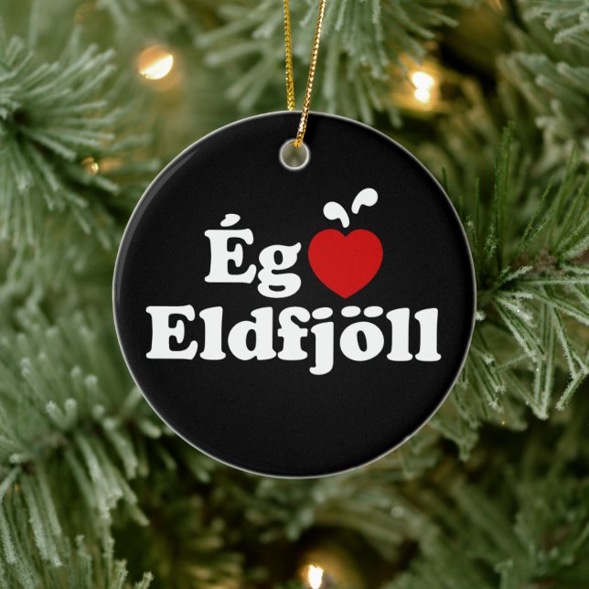 I Heart (Love) Volcanoes [Ég Elska Eldfjöll] Ceramic Ornament (Tree)