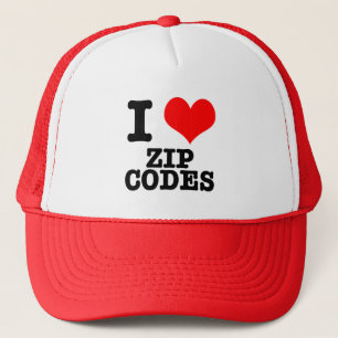 I HEART (LOVE) ZIP CODES TRUCKER HAT