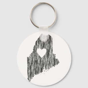 I Heart Maine Grunge Look Outline State Love Key Ring