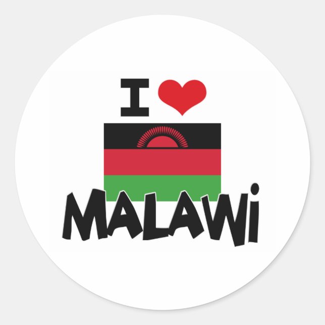 I HEART MALAWI CLASSIC ROUND STICKER (Front)