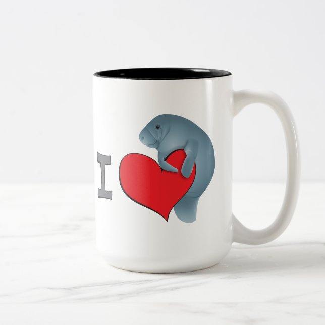 I heart manatees Two-Tone coffee mug (Right)