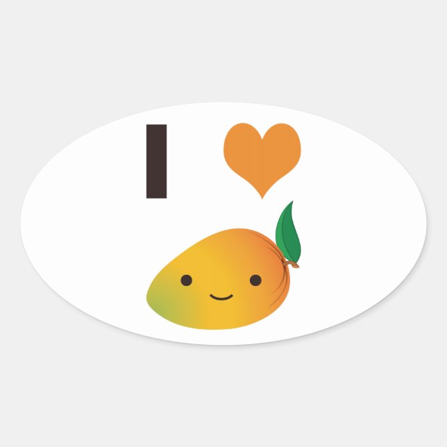 I Heart Mango Oval Sticker (Front)