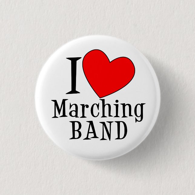 I heart Marching BAND 3 Cm Round Badge (Front)