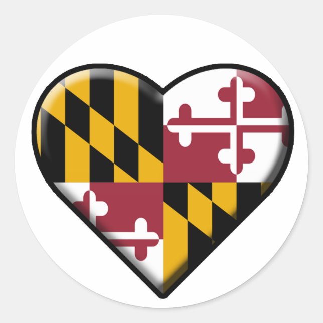 I Heart Maryland Decal (set of 6) Classic Round Sticker (Front)