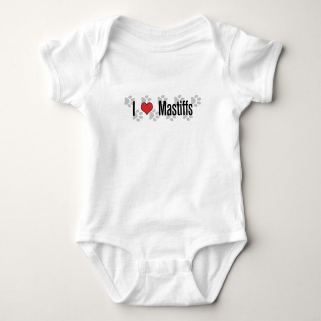 I (heart) Mastiffs Baby Bodysuit (Front)