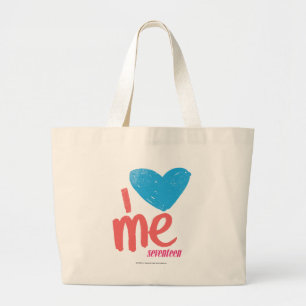 I Heart Me Aqua/Pink Large Tote Bag