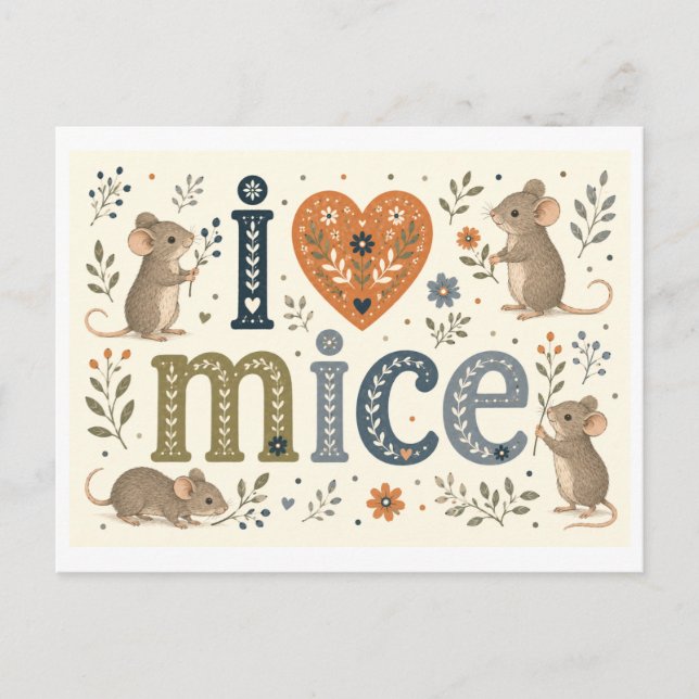 "I [Heart] Mice" Postcard (Front)